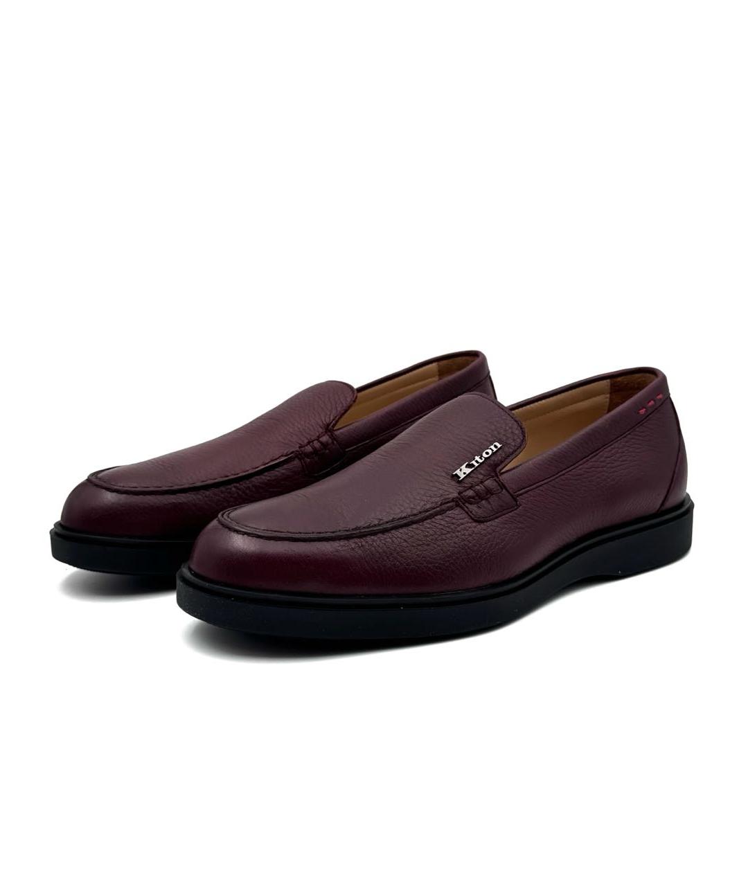 KITON Бордовые кожаные лоферы, фото 3