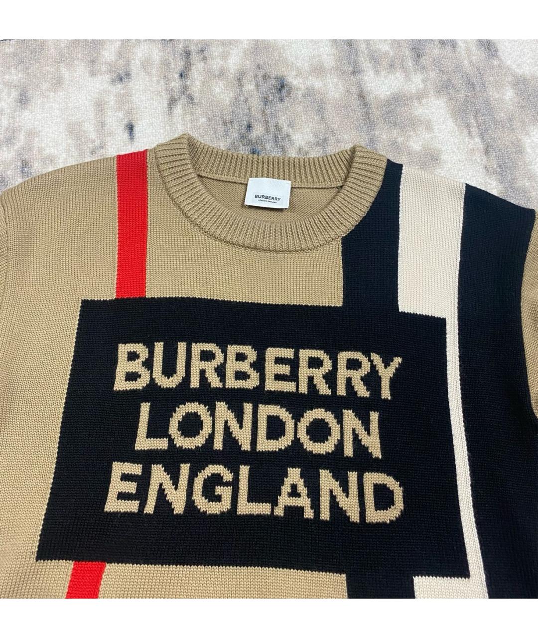 BURBERRY Коричневый шерстяной джемпер / свитер, фото 4