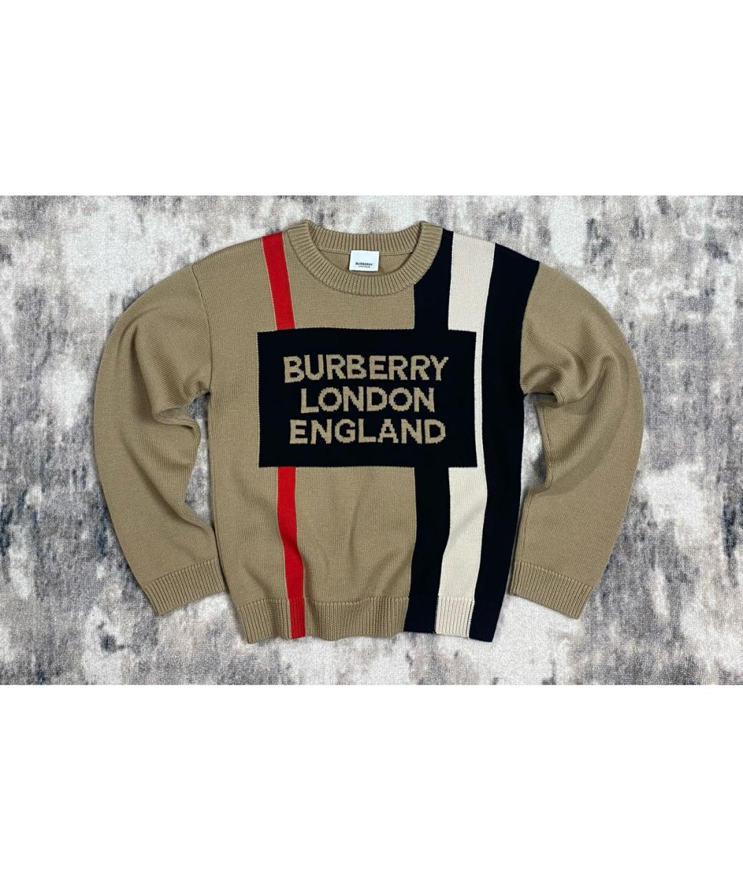 BURBERRY Коричневый шерстяной джемпер / свитер, фото 3