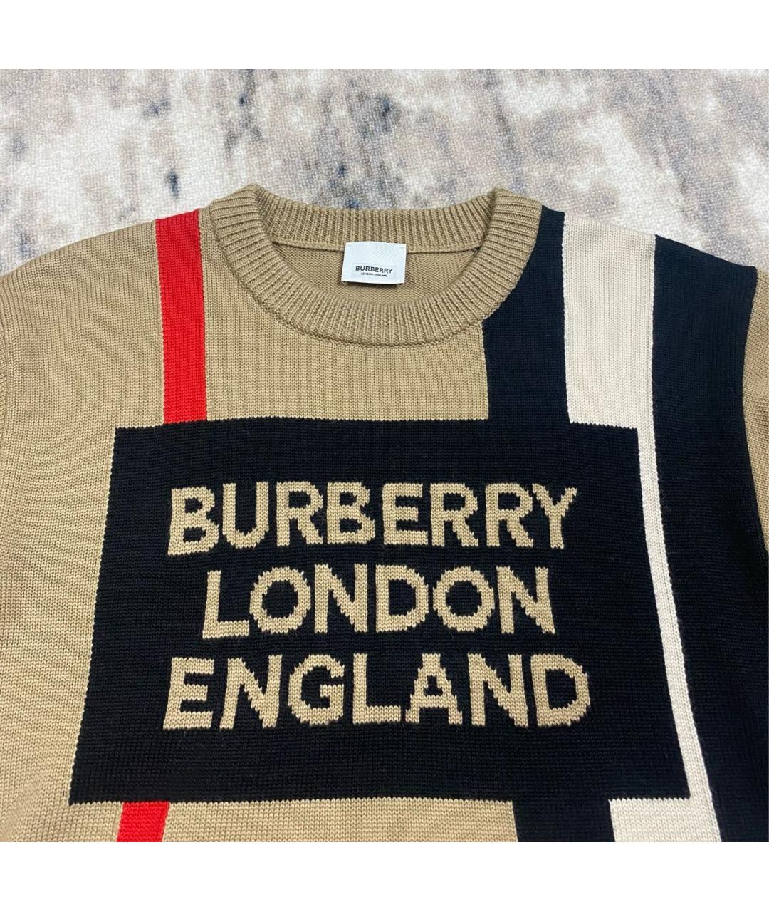 BURBERRY Коричневый шерстяной джемпер / свитер, фото 4