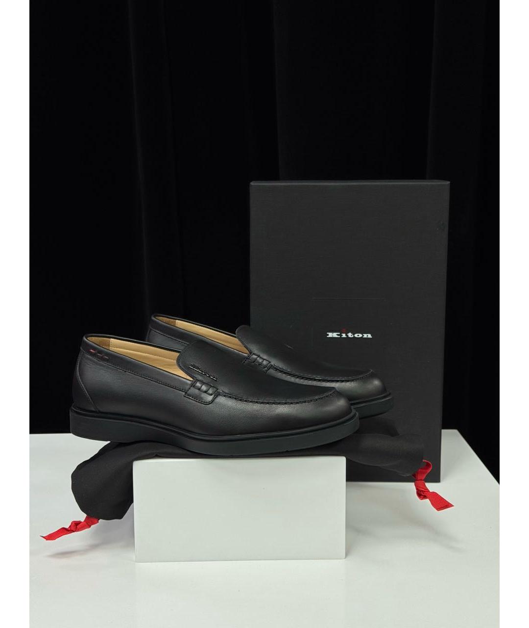 KITON Черные кожаные лоферы, фото 6