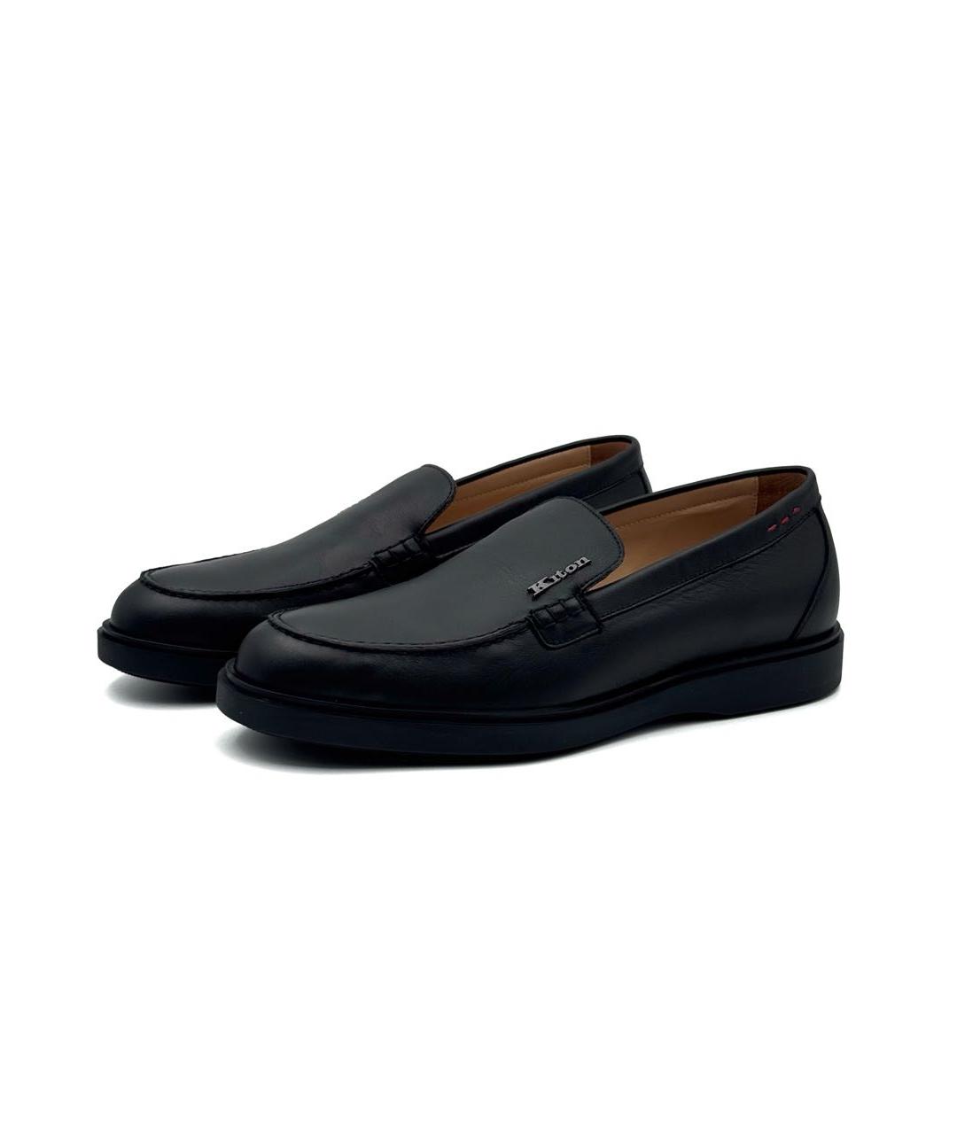 KITON Черные кожаные лоферы, фото 2