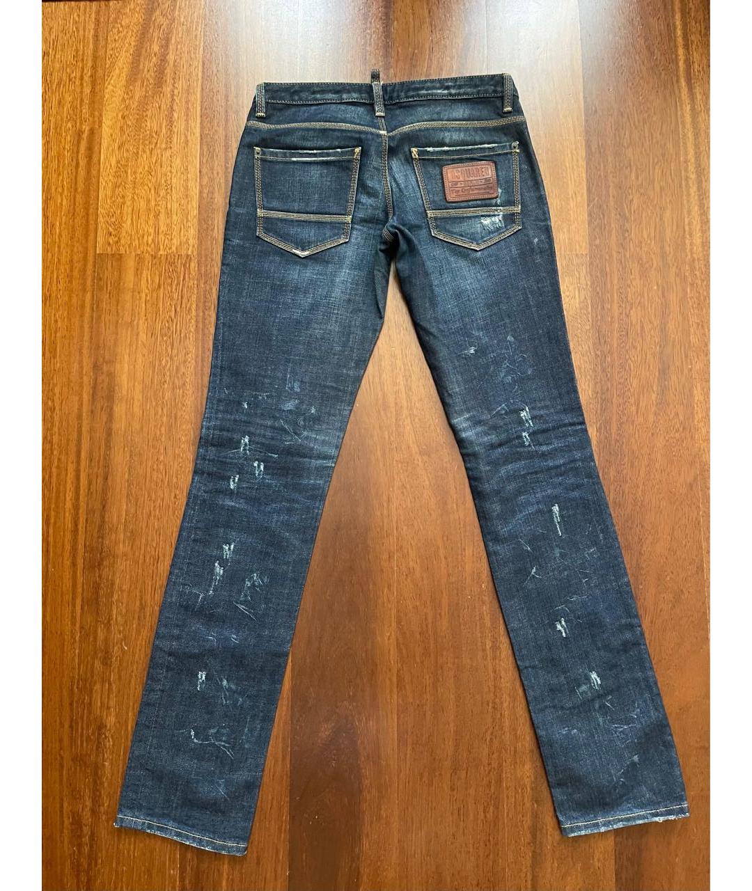 DSQUARED2 Синие хлопковые прямые джинсы, фото 4