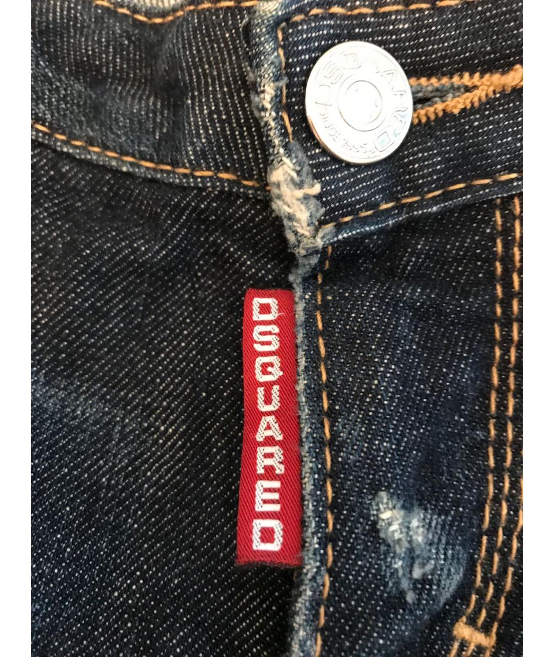 DSQUARED2 Синие хлопковые прямые джинсы, фото 3