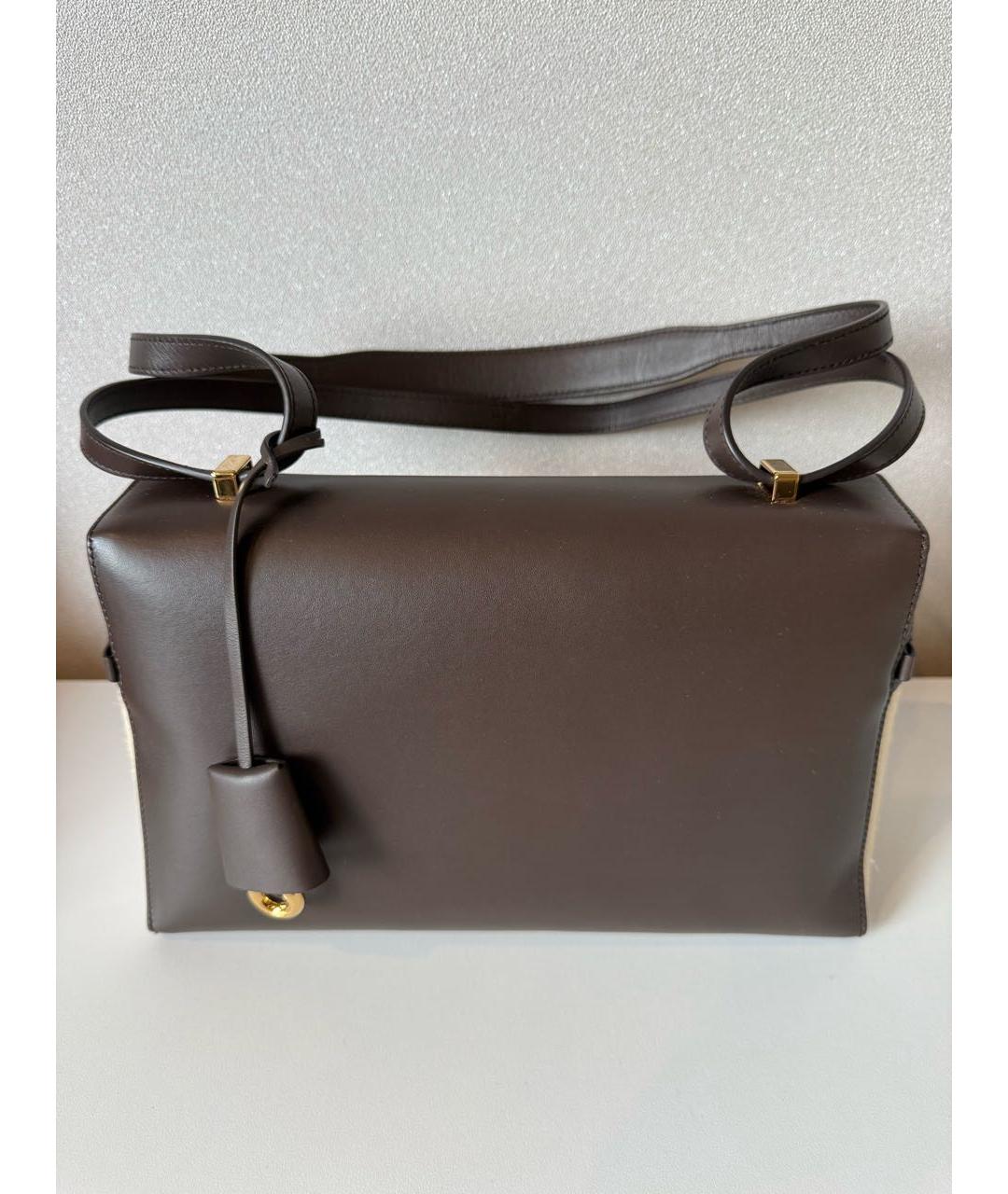 LORO PIANA Коричневая кожаная сумка через плечо, фото 3