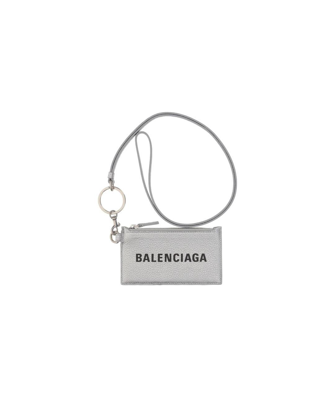 BALENCIAGA Серый кожаный кардхолдер, фото 2