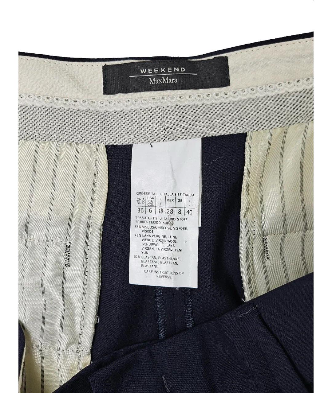WEEKEND MAX MARA Синие вискозные прямые брюки, фото 4