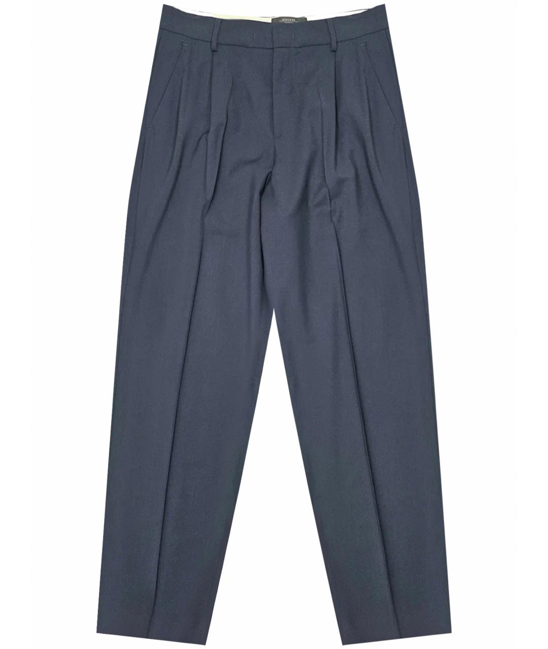 WEEKEND MAX MARA Синие вискозные прямые брюки, фото 1