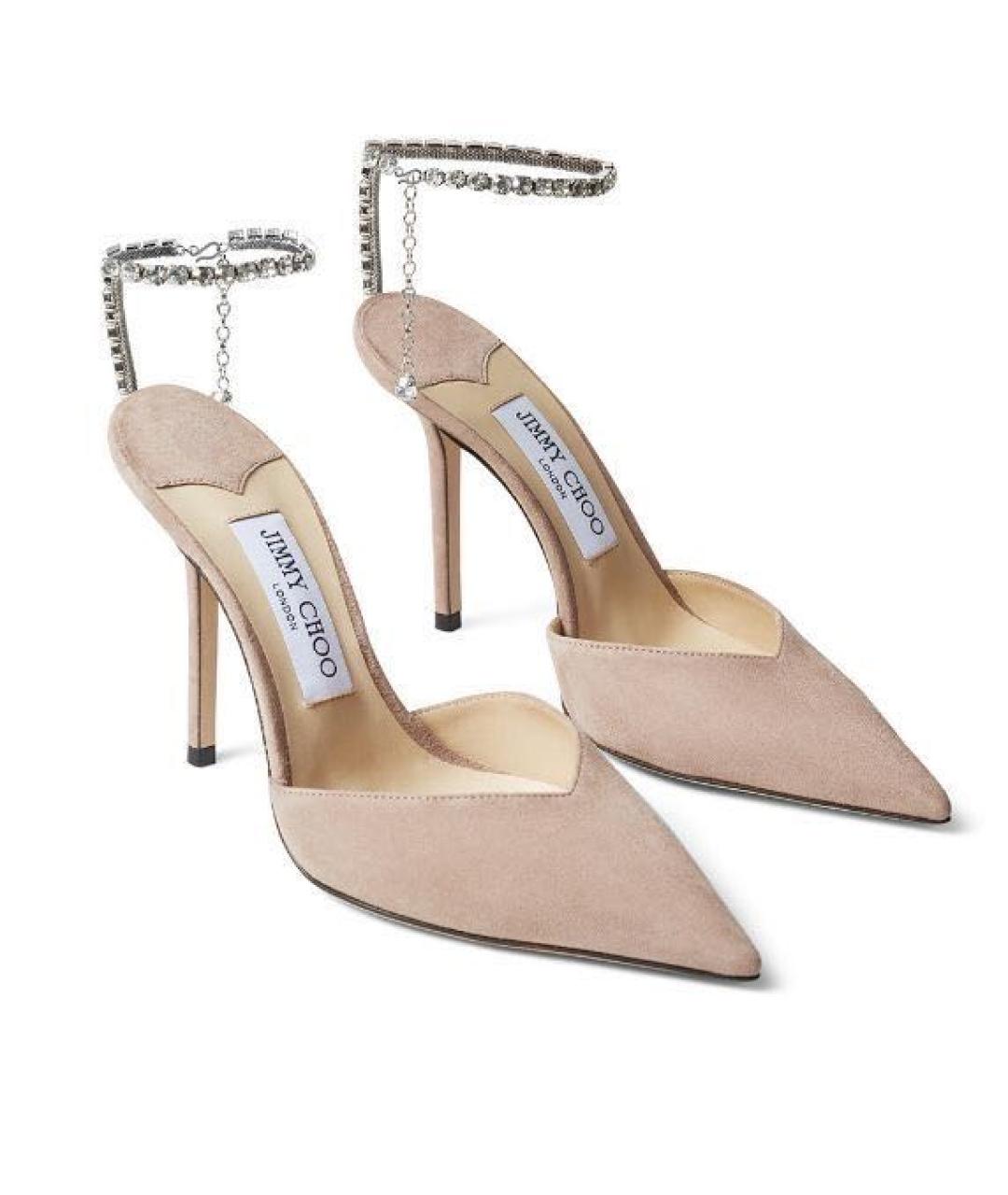 JIMMY CHOO Коралловые замшевые свадебные туфли на высоком каблуке, фото 5