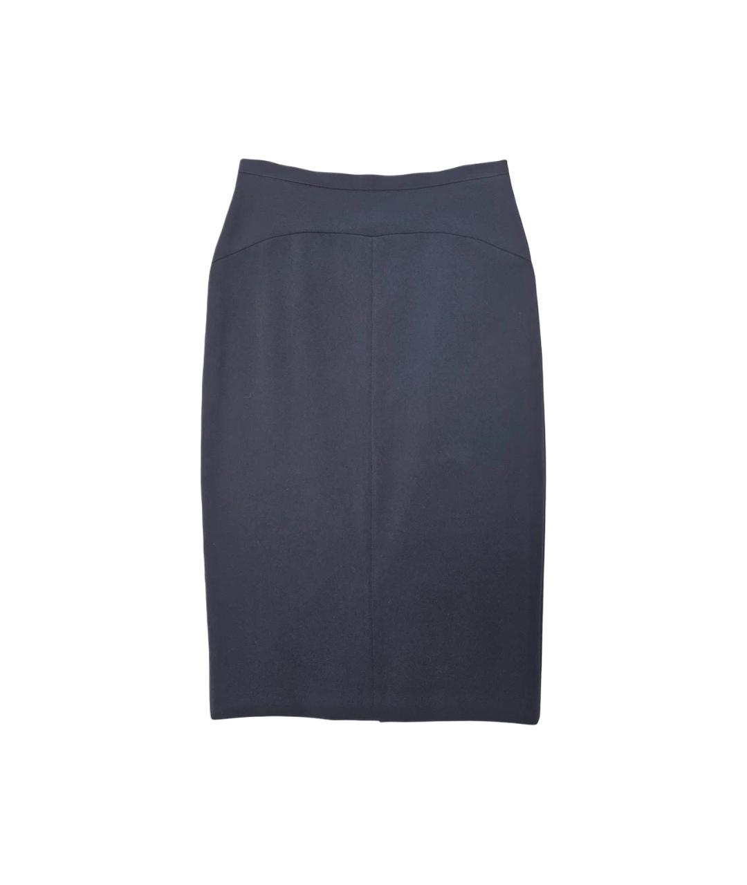 MAX MARA STUDIO Синяя шерстяная юбка миди, фото 1