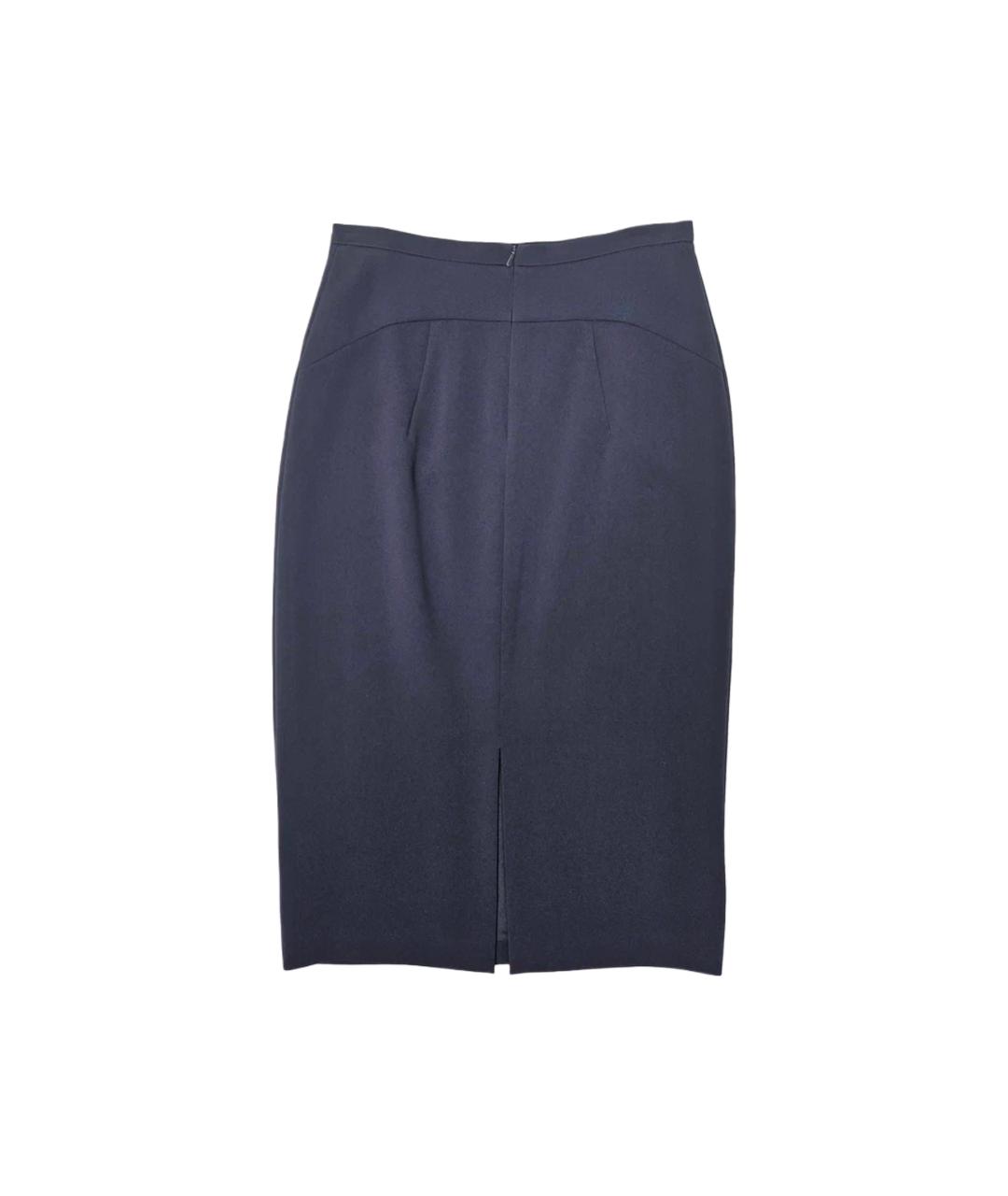 MAX MARA STUDIO Синяя шерстяная юбка миди, фото 2