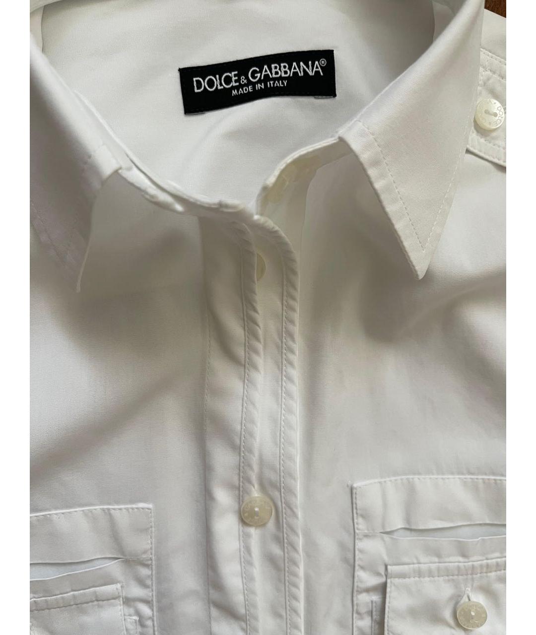 DOLCE&GABBANA Белая хлопко-эластановая рубашка, фото 3