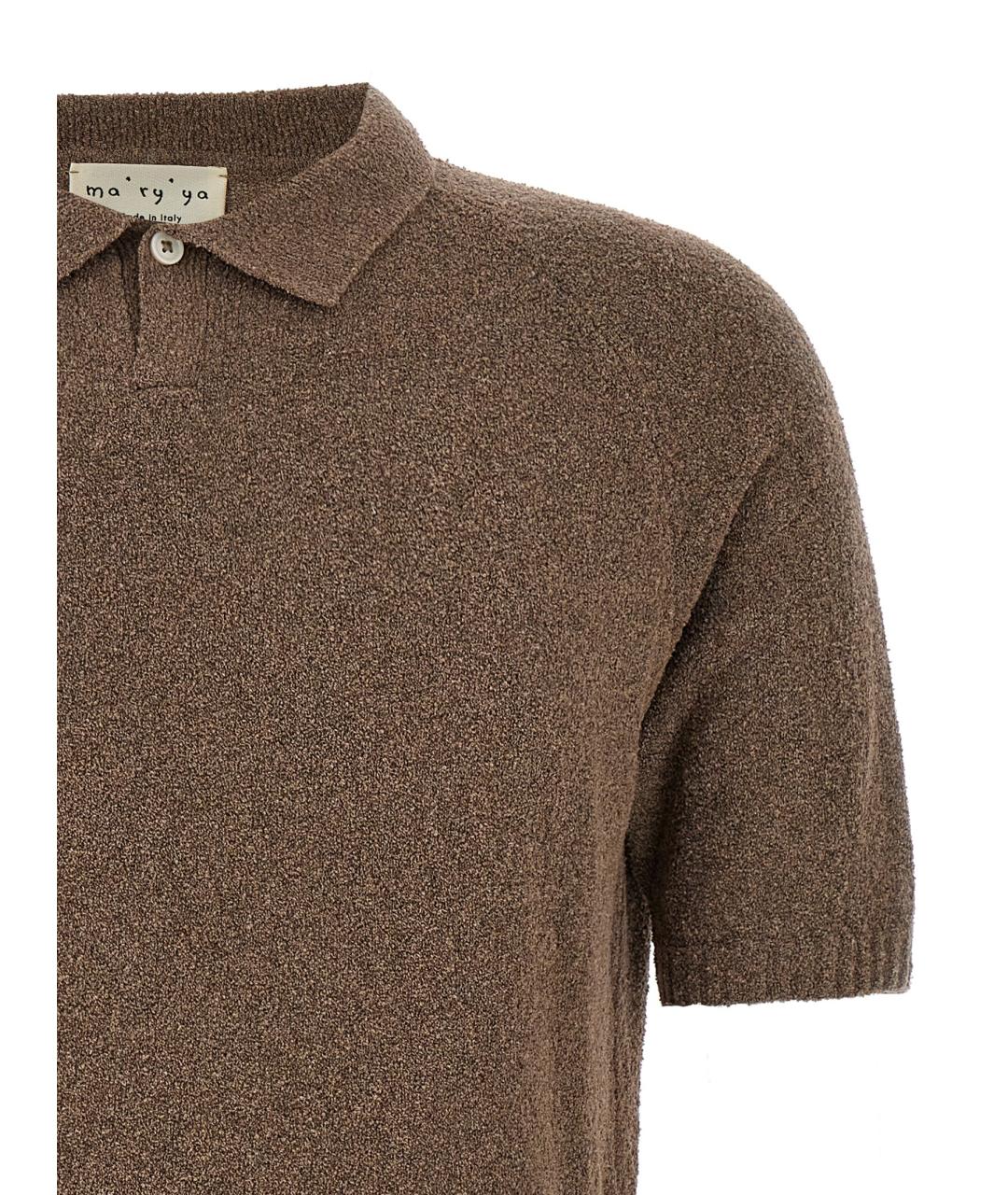 MA'RY'YA Бежевое хлопковое поло с коротким рукавом, фото 3