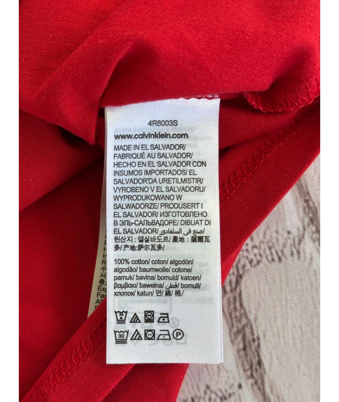 CALVIN KLEIN Красная хлопковая футболка, фото 6