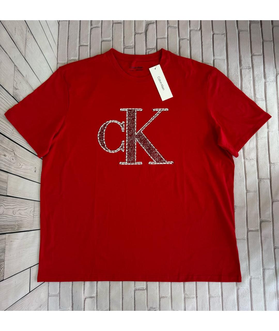 CALVIN KLEIN Красная хлопковая футболка, фото 8