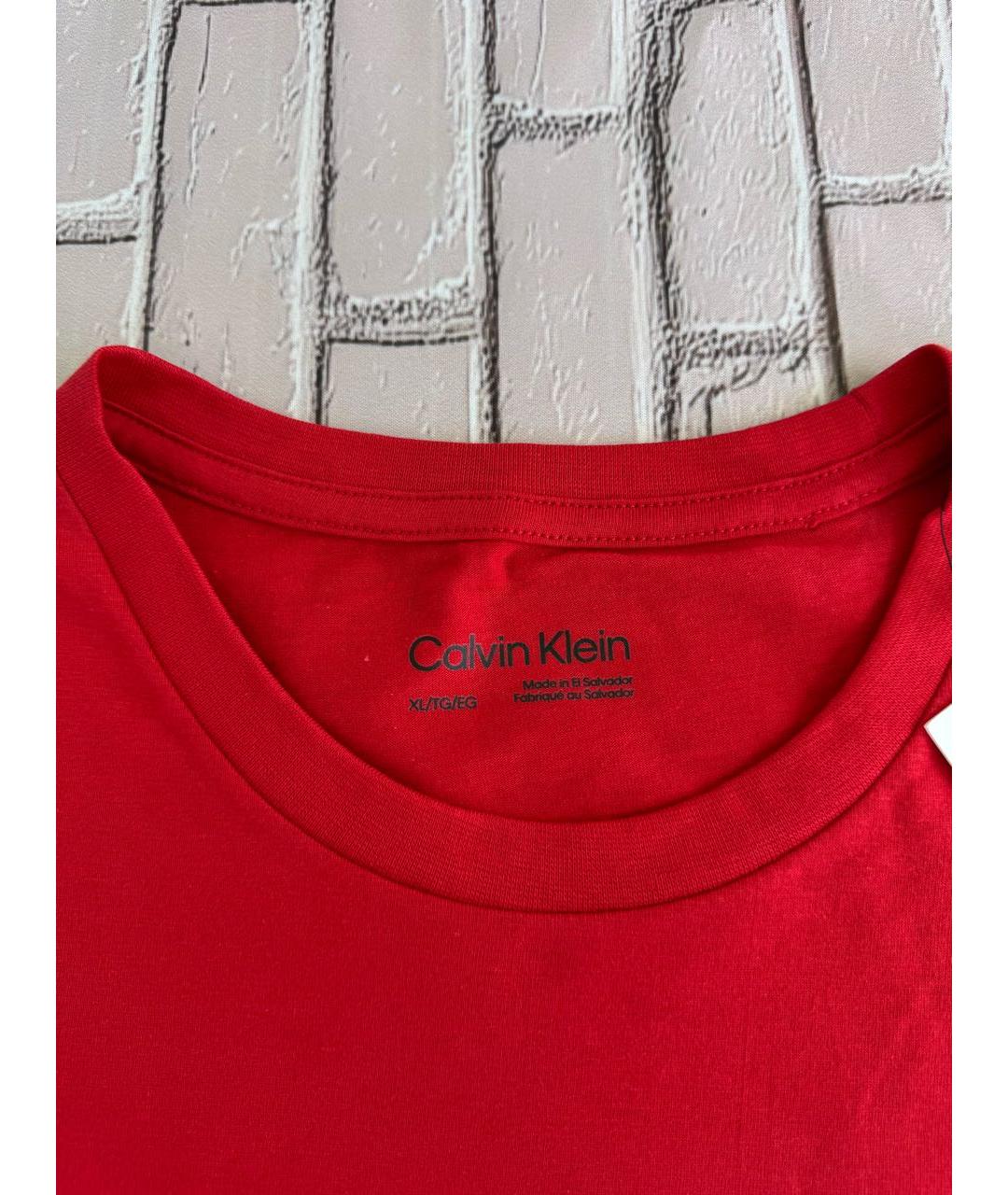 CALVIN KLEIN Красная хлопковая футболка, фото 5