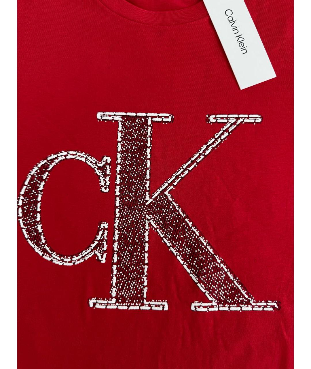 CALVIN KLEIN Красная хлопковая футболка, фото 4