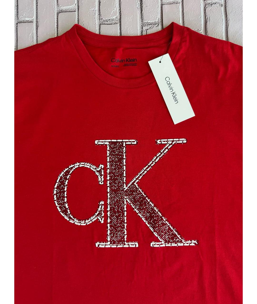 CALVIN KLEIN Красная хлопковая футболка, фото 3