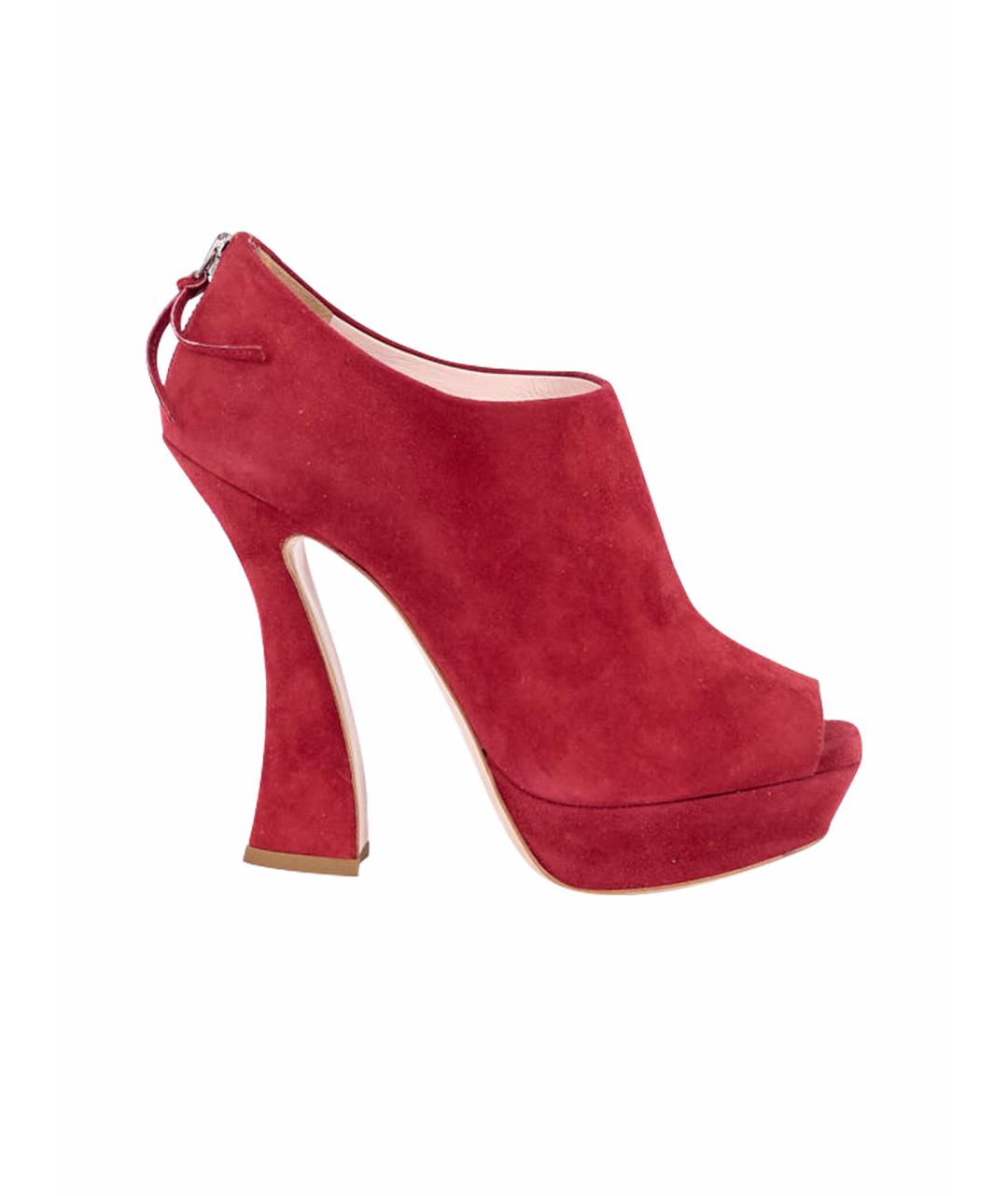 MIU MIU Бордовые замшевые ботильоны, фото 1