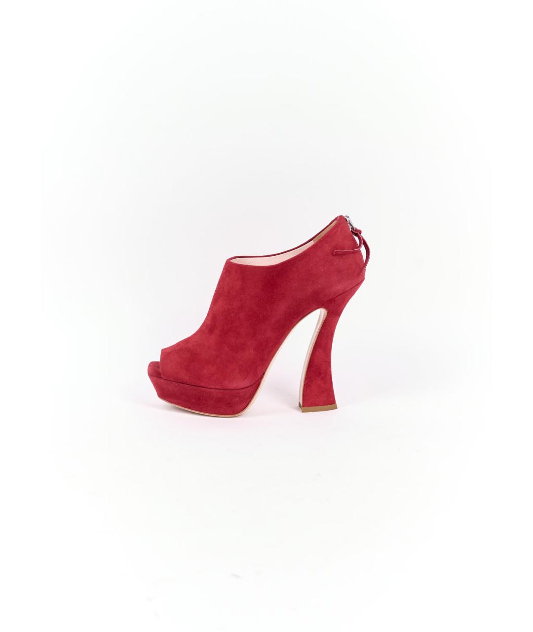 MIU MIU Бордовые замшевые ботильоны, фото 7