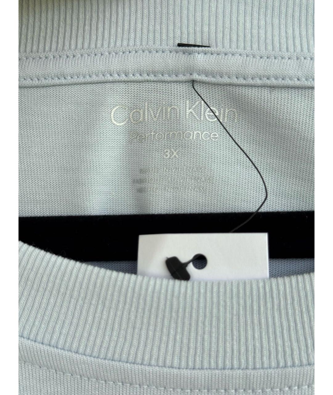 CALVIN KLEIN Голубая хлопковая футболка, фото 4