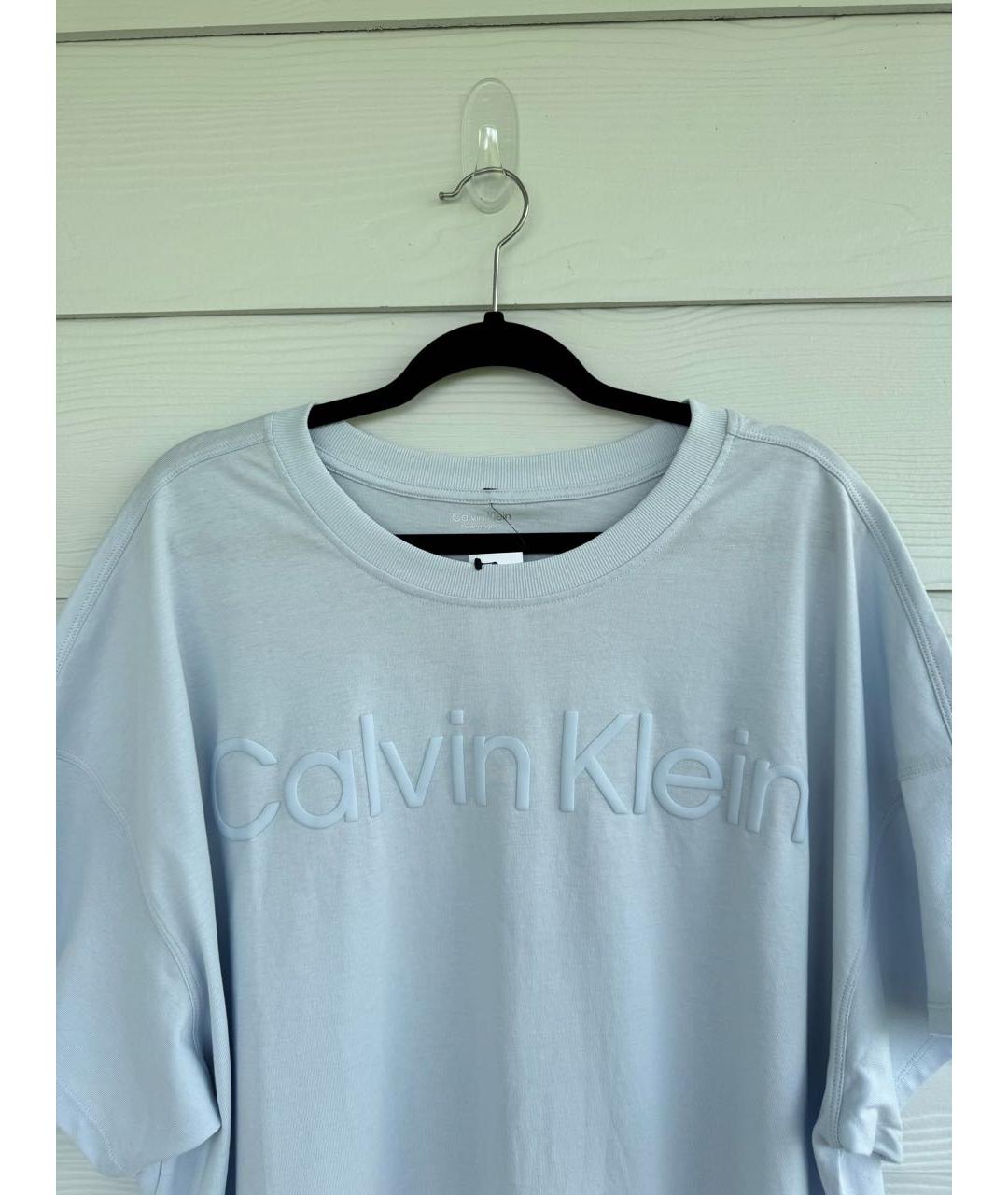 CALVIN KLEIN Голубая хлопковая футболка, фото 2