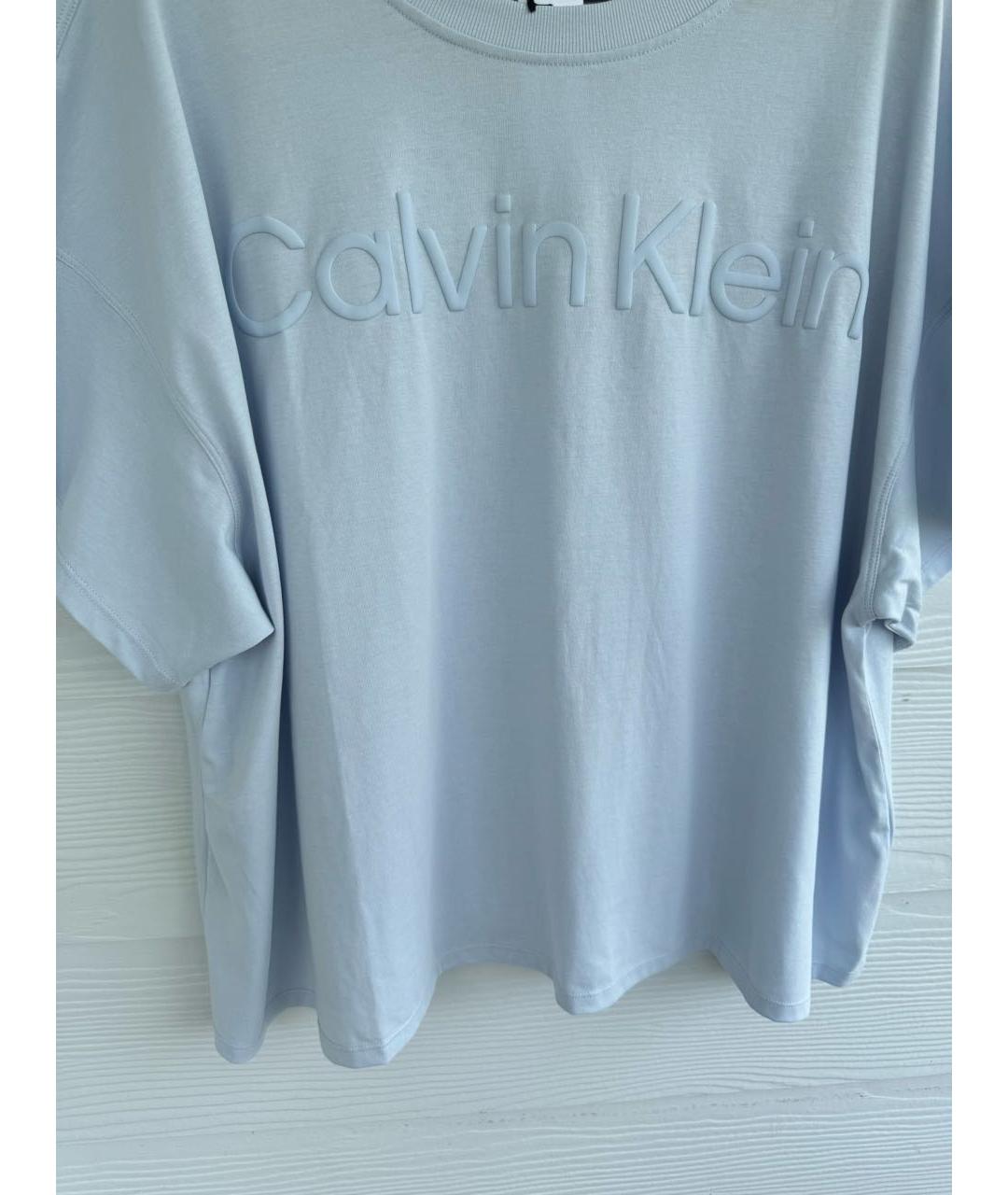 CALVIN KLEIN Голубая хлопковая футболка, фото 3