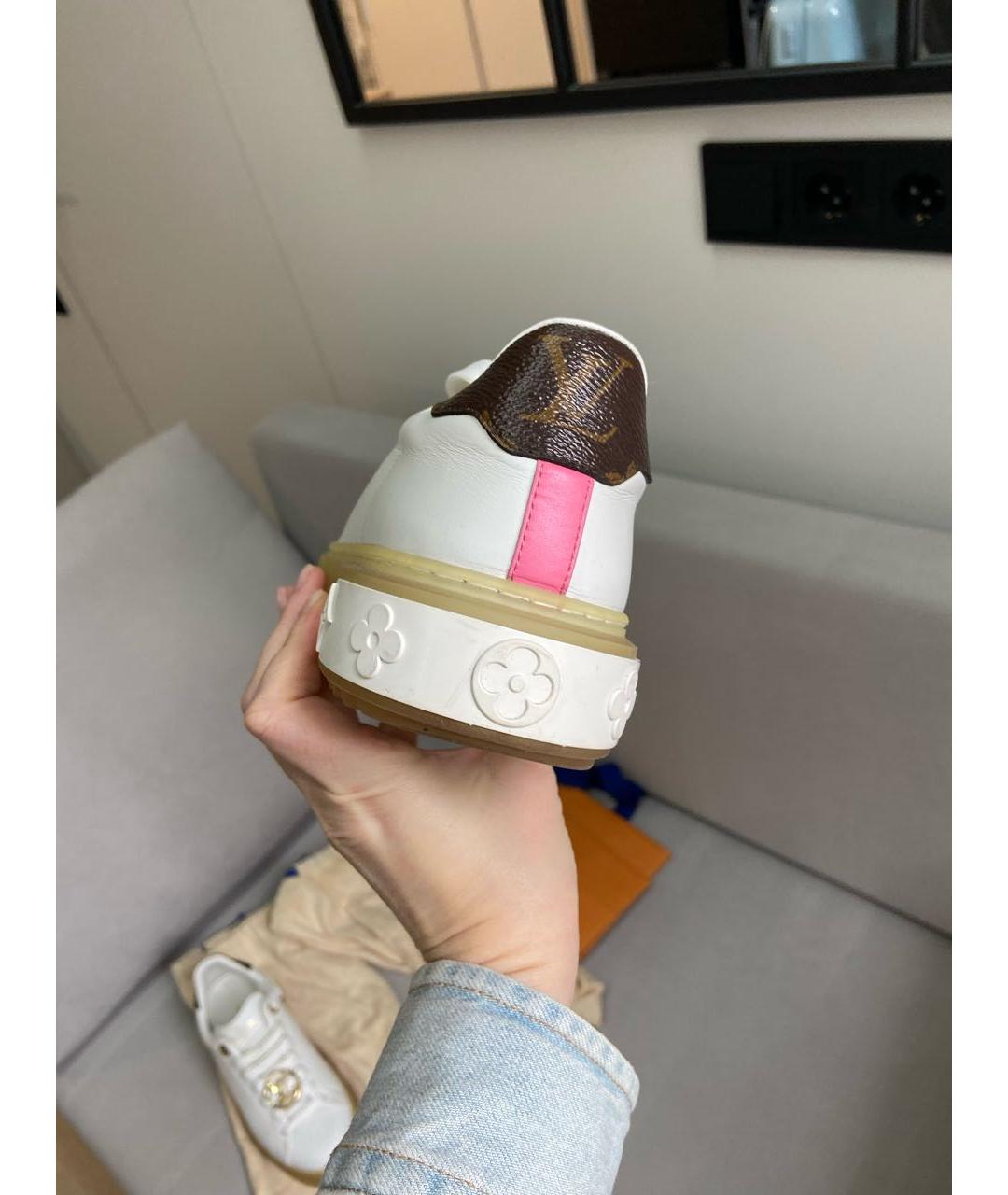 LOUIS VUITTON Белые кожаные кроссовки, фото 4