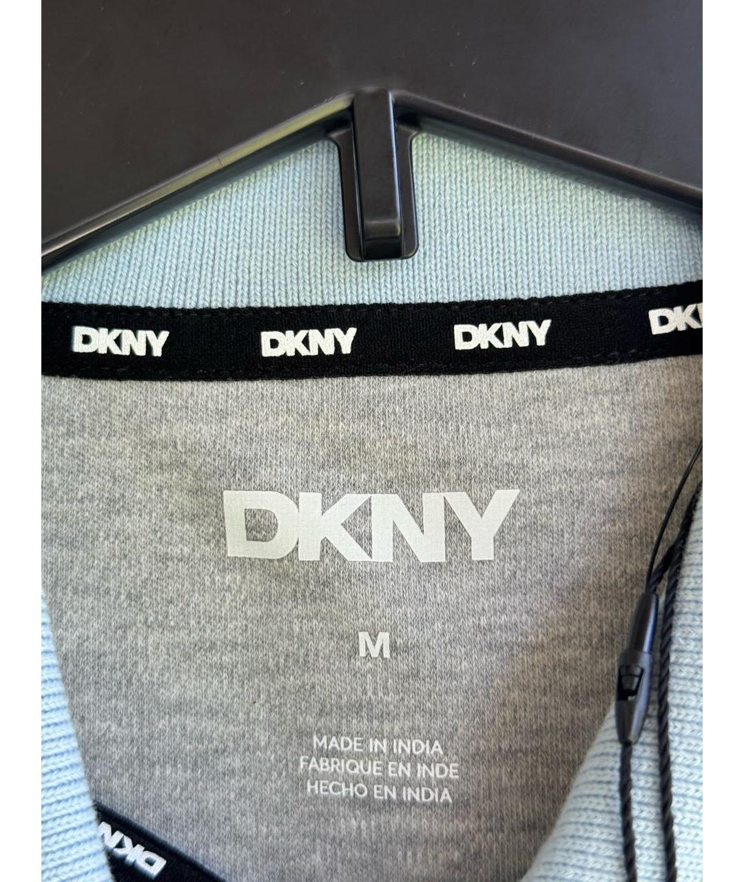 DKNY Голубое хлопко-полиэстеровое поло с коротким рукавом, фото 4