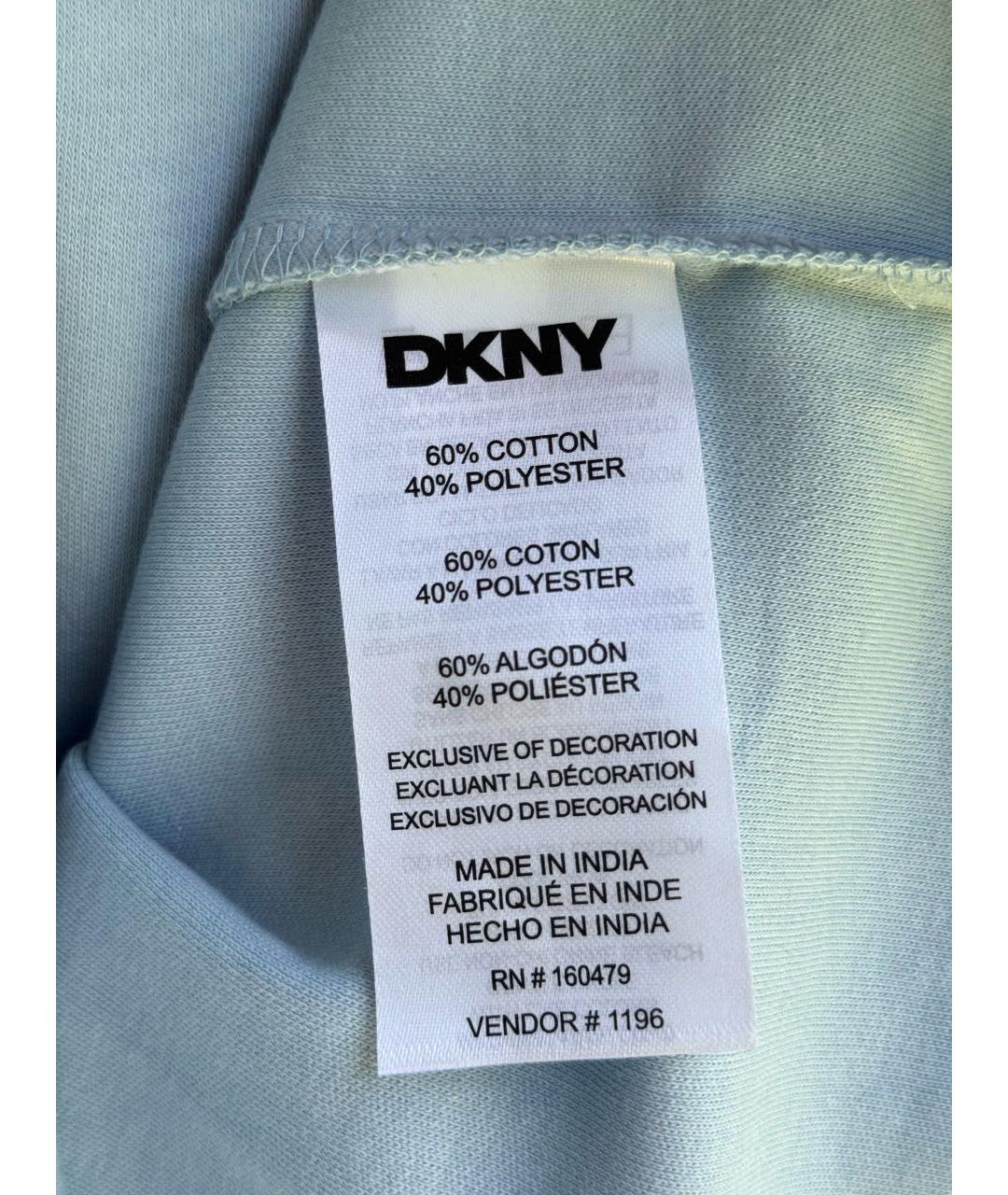 DKNY Голубое хлопко-полиэстеровое поло с коротким рукавом, фото 5