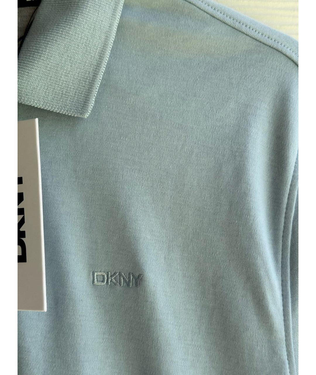DKNY Голубое хлопко-полиэстеровое поло с коротким рукавом, фото 3