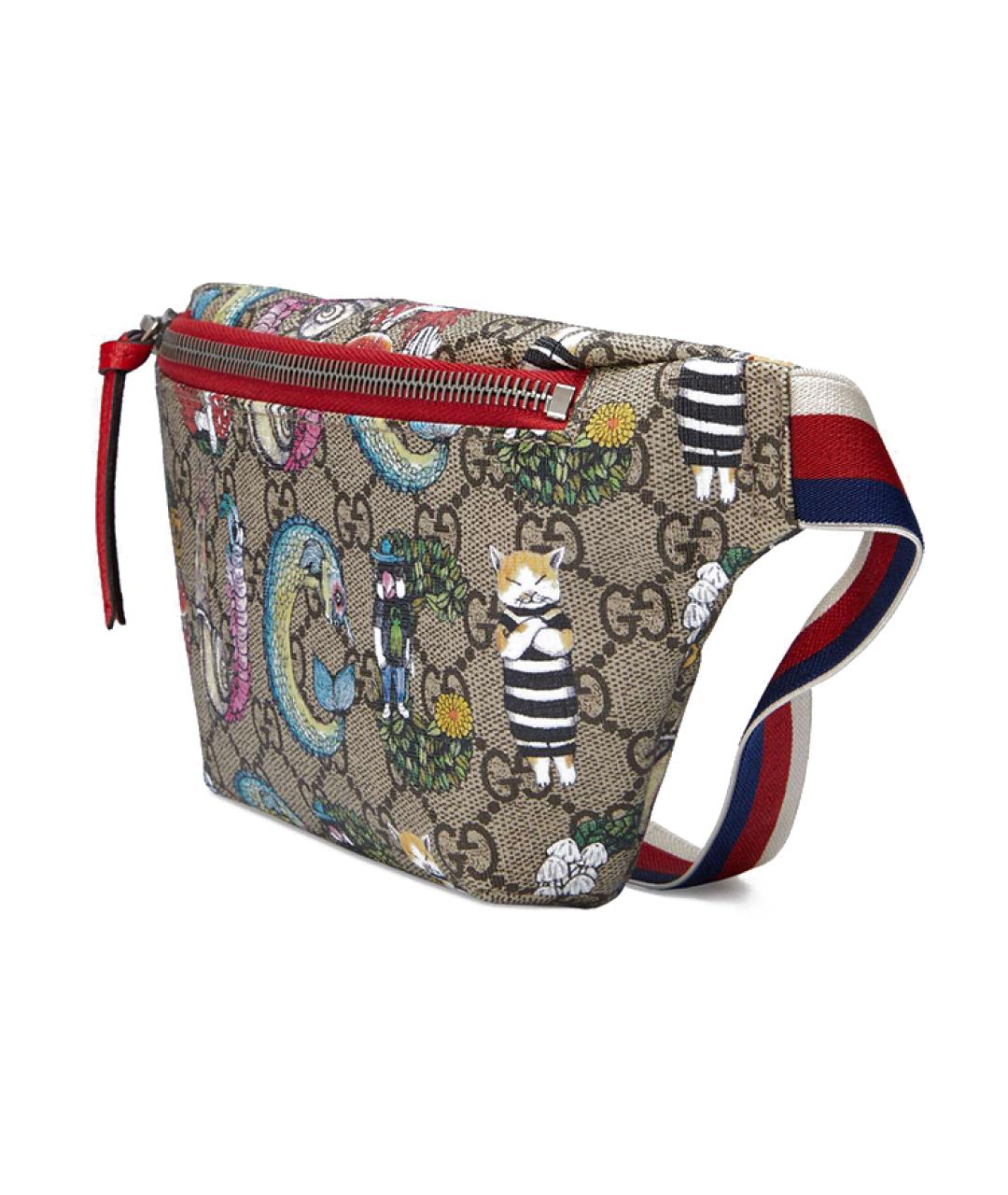GUCCI Бежевая хлопковая поясная сумка, фото 2