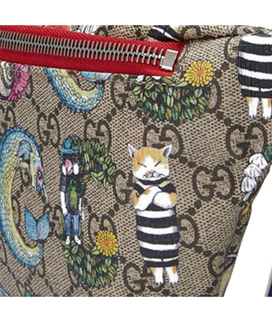 GUCCI Бежевая хлопковая поясная сумка, фото 8