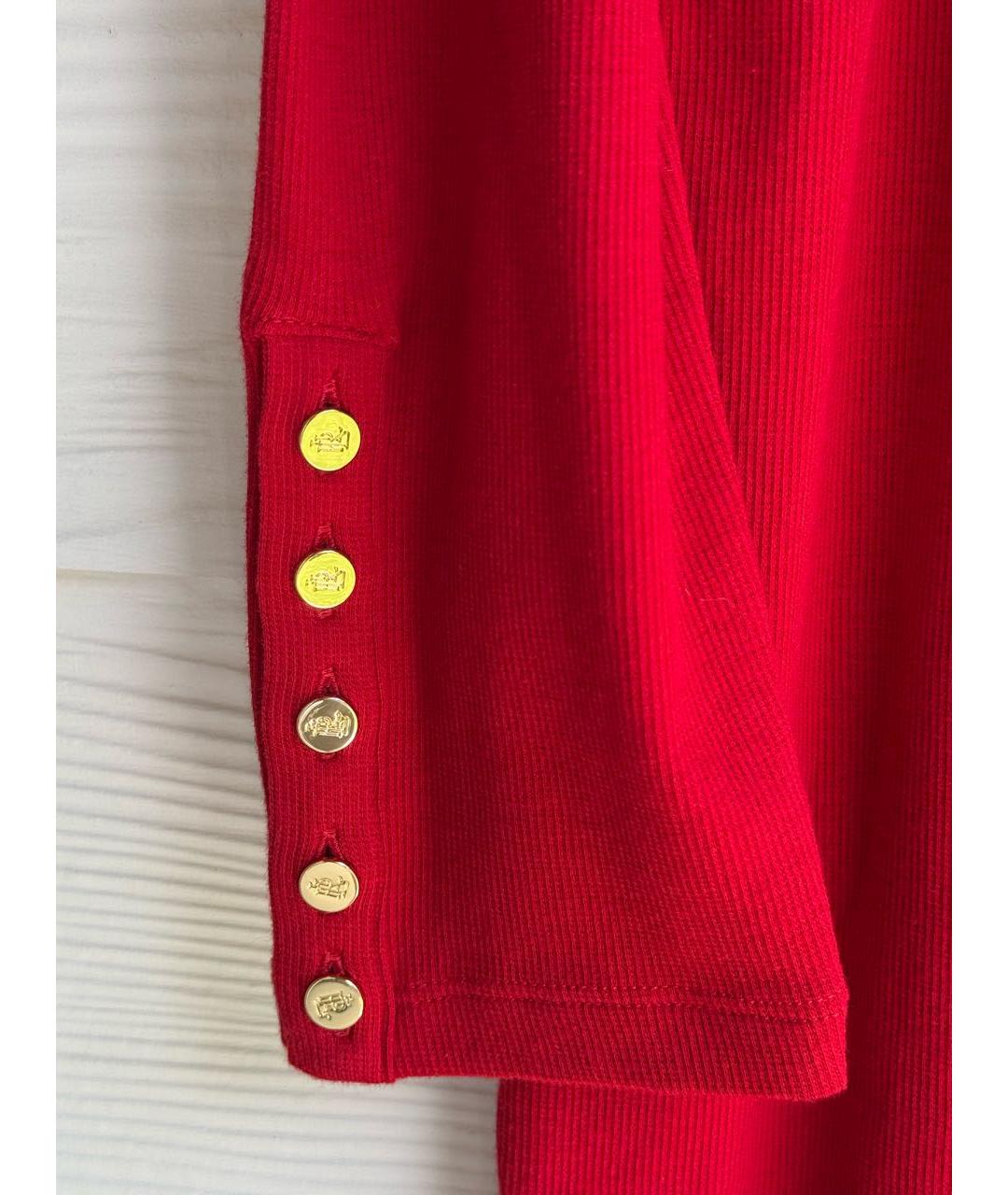 RALPH LAUREN Красное хлопко-эластановое повседневное платье, фото 4