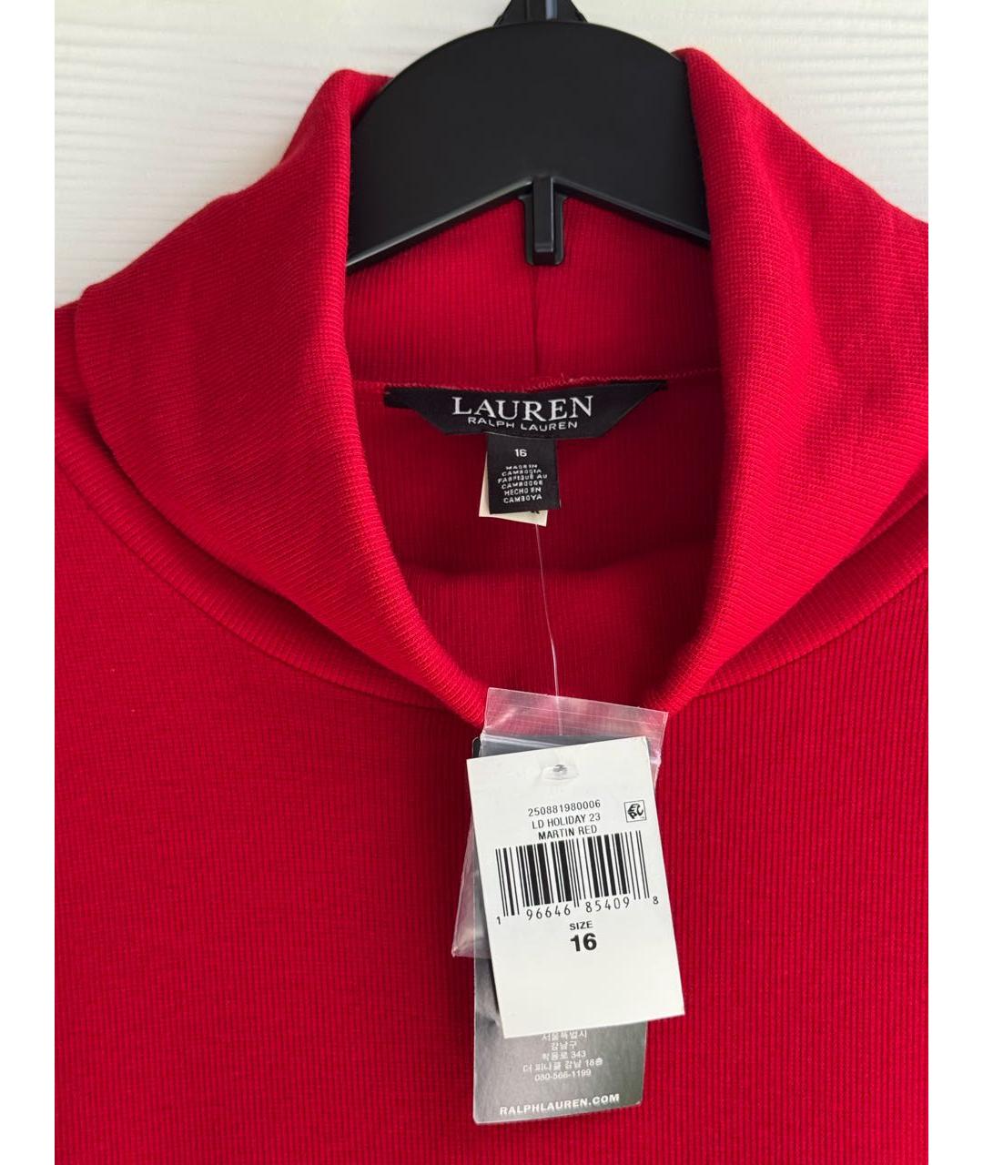 RALPH LAUREN Красное хлопко-эластановое повседневное платье, фото 5