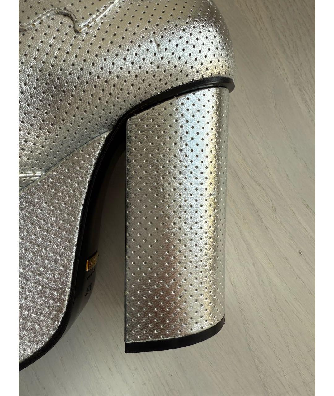 GUCCI Серебряные кожаные туфли, фото 7