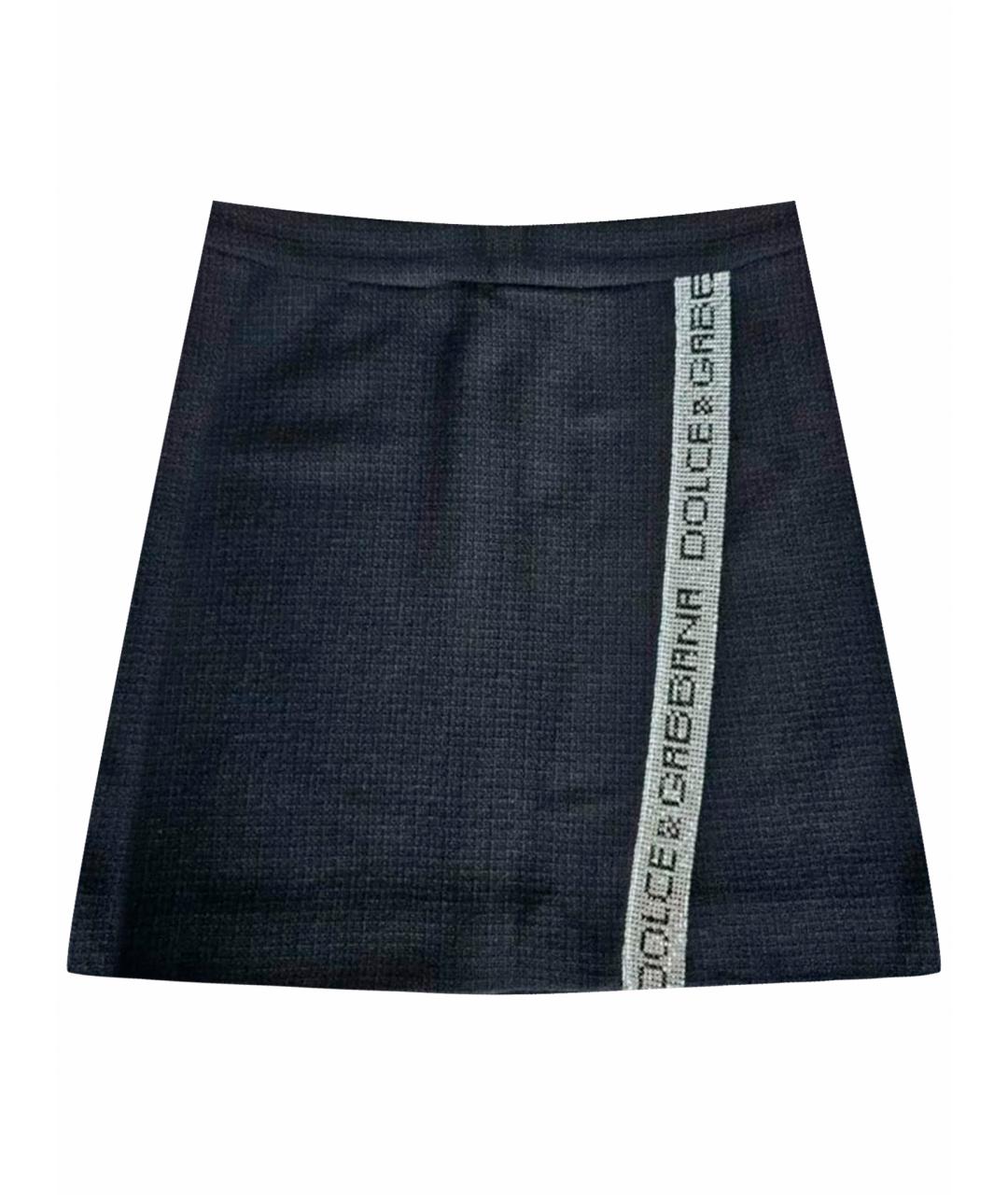 DOLCE&GABBANA Черная шерстяная юбка мини, фото 1