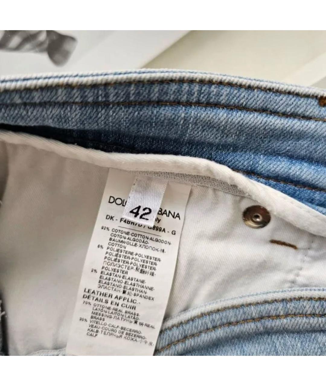 DOLCE&GABBANA Голубая деним юбка мини, фото 8