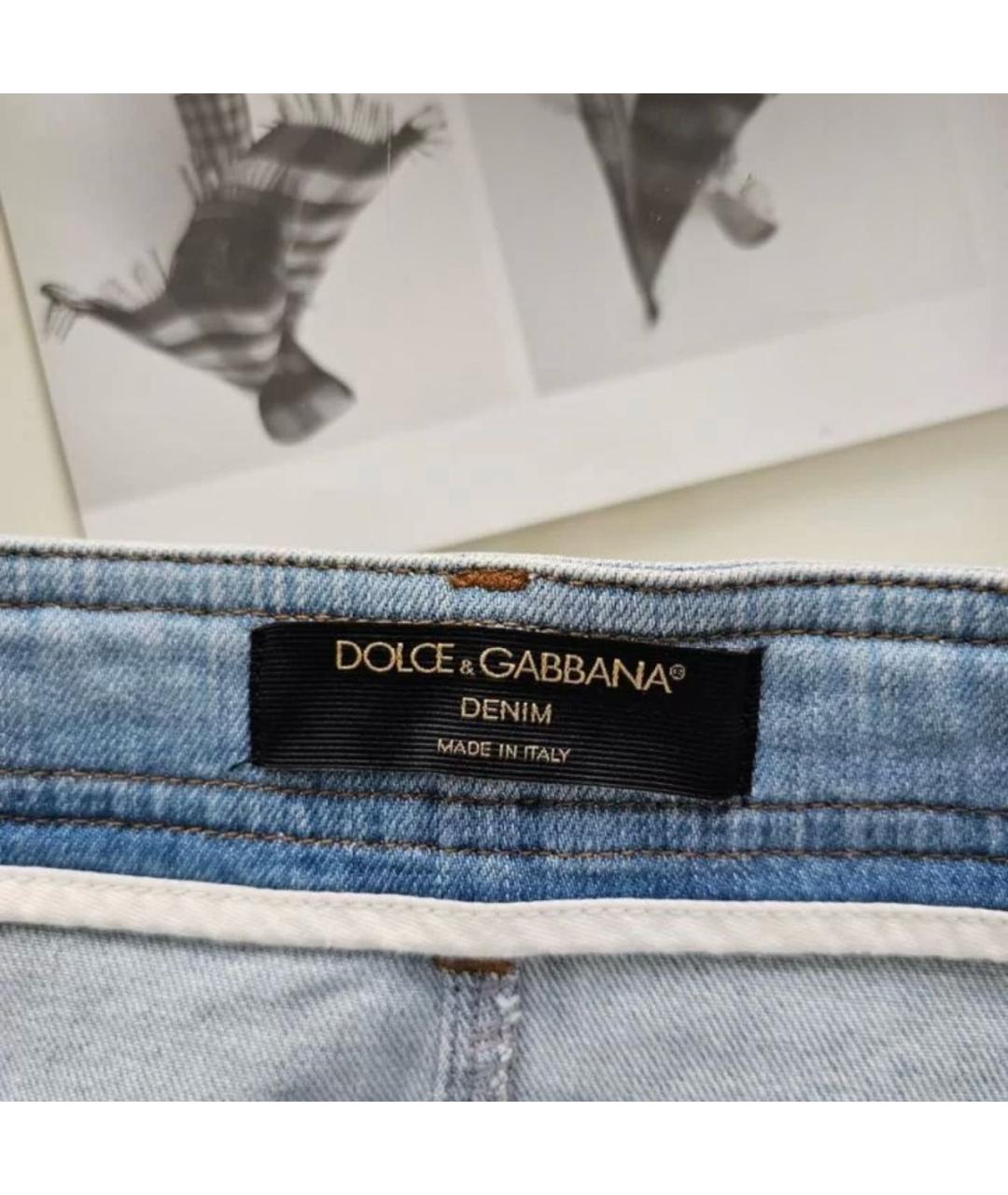 DOLCE&GABBANA Голубая деним юбка мини, фото 7