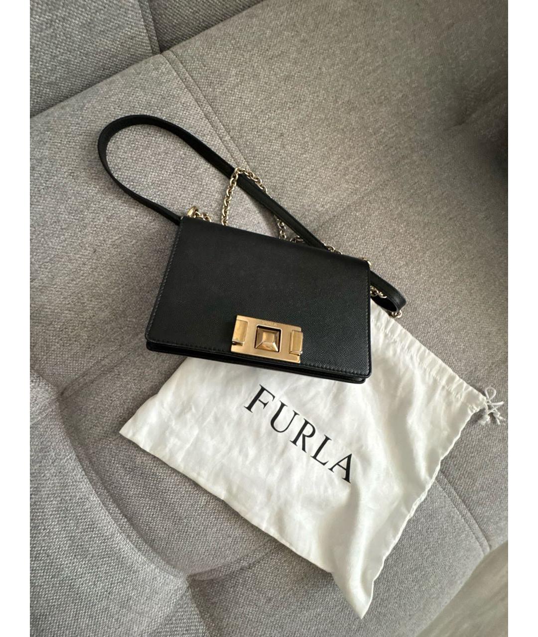 FURLA Черная кожаная сумка через плечо, фото 6