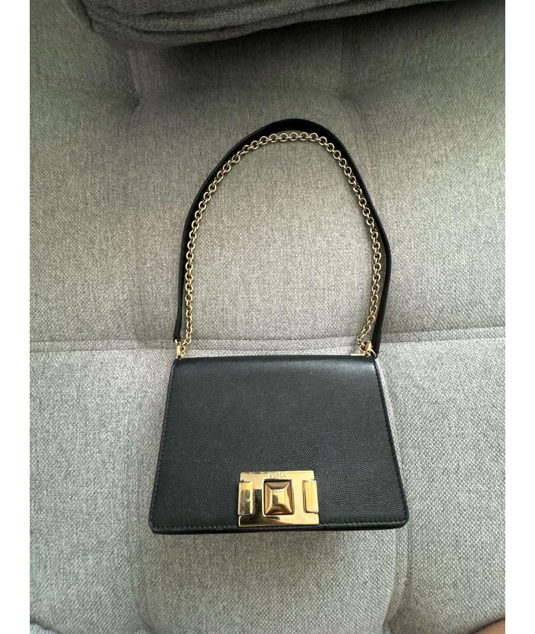 FURLA Черная кожаная сумка через плечо, фото 7