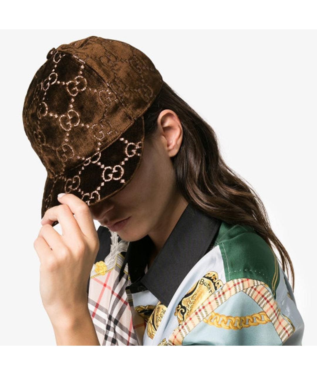 GUCCI Коричневая хлопковая кепка, фото 4