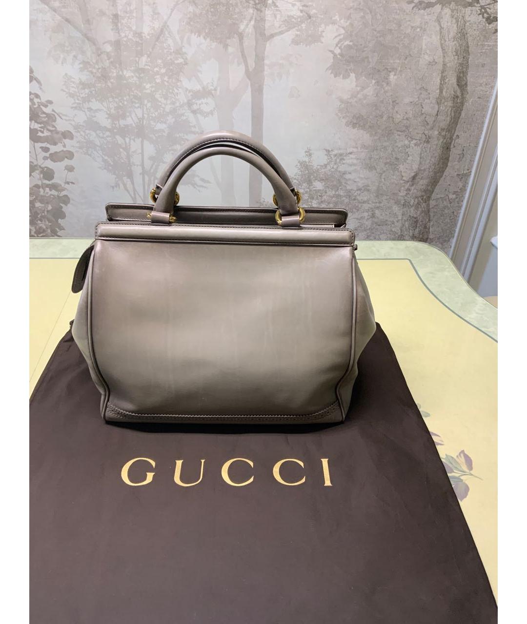 GUCCI Бежевая кожаная сумка с короткими ручками, фото 6