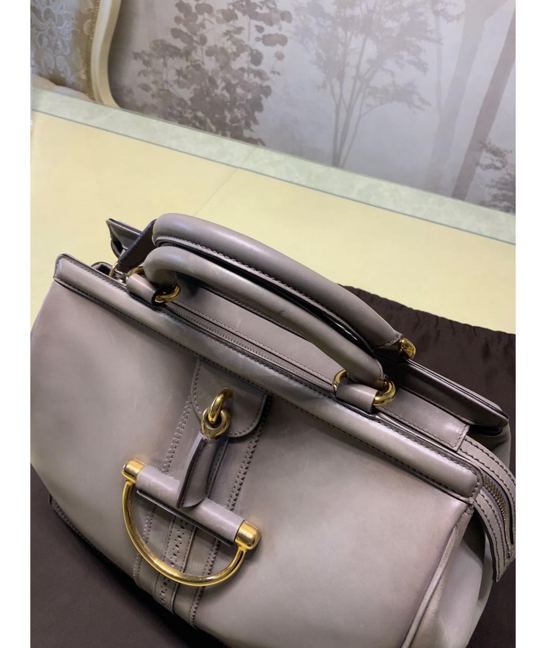 GUCCI Бежевая кожаная сумка с короткими ручками, фото 3