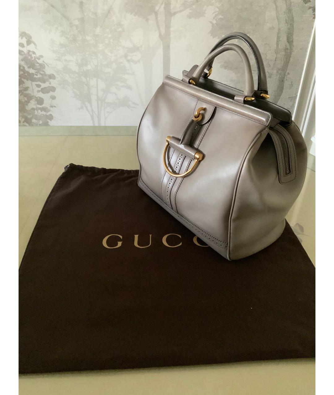 GUCCI Бежевая кожаная сумка с короткими ручками, фото 2