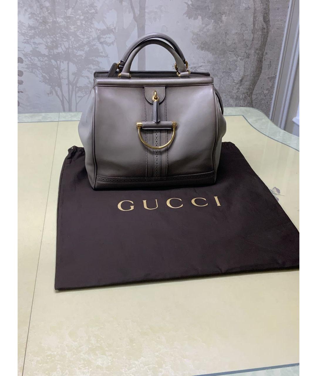 GUCCI Бежевая кожаная сумка с короткими ручками, фото 8