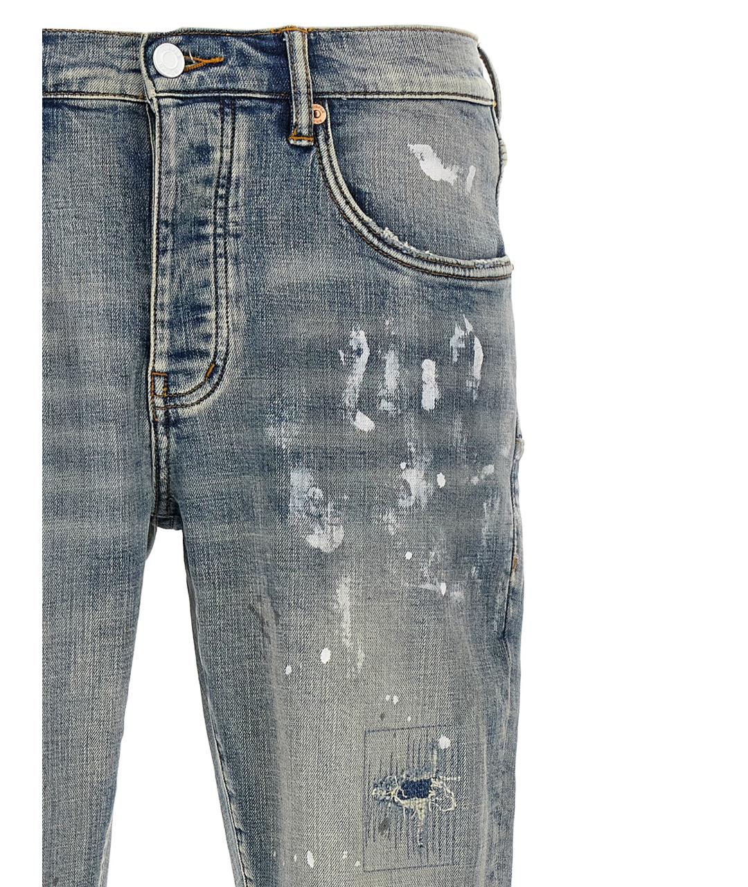 PURPLE Синие хлопковые прямые джинсы, фото 3