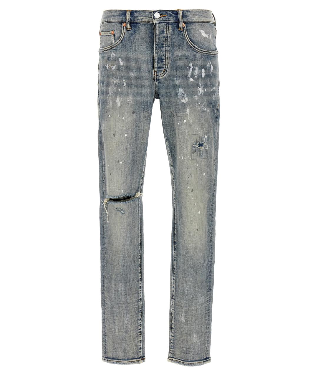 PURPLE Синие хлопковые прямые джинсы, фото 1