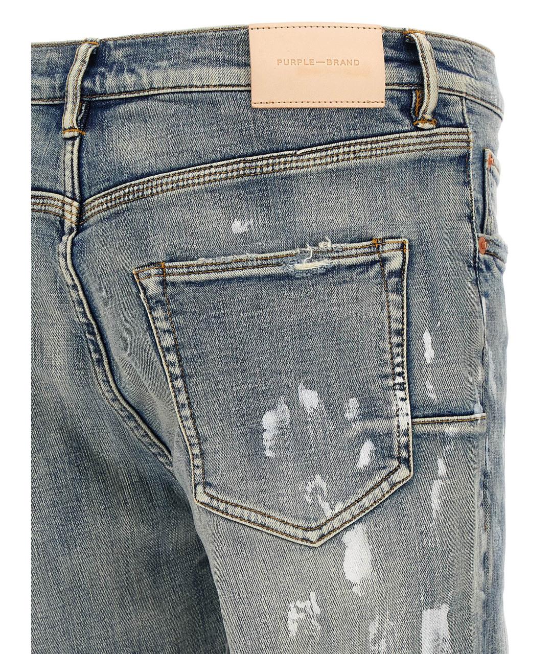 PURPLE Синие хлопковые прямые джинсы, фото 4