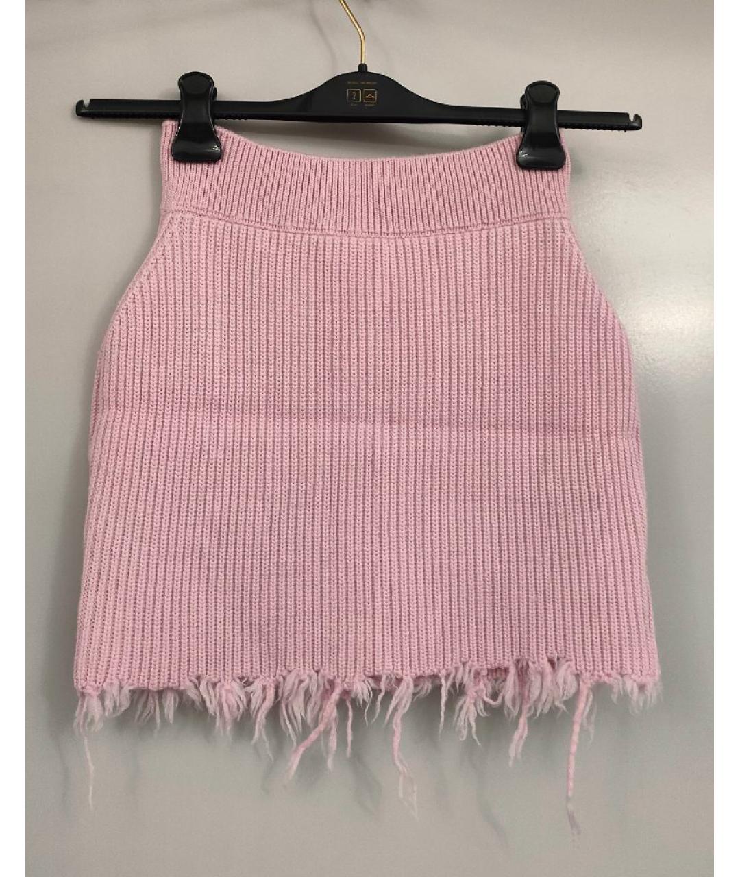 VETEMENTS Розовая шерстяная юбка мини, фото 2